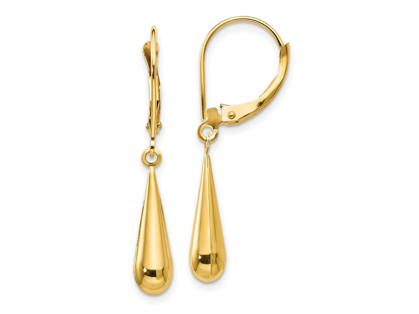 FJC Finejewelers 14 kt Yellow Gold Madi K Teardrop Dangle Leverback Earrings 33 x 5 mm
