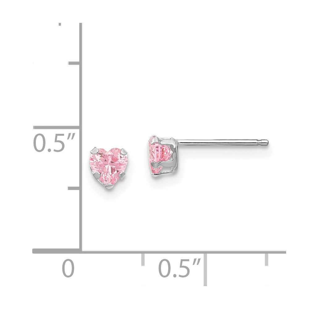 FJC Finejewelers 14 kt White Gold Stud Madi K Pink CZ Heart Earrings 4 mm x 4 mm