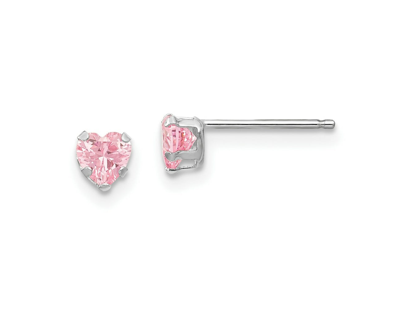 FJC Finejewelers 14 kt White Gold Stud Madi K Pink CZ Heart Earrings 4 mm x 4 mm