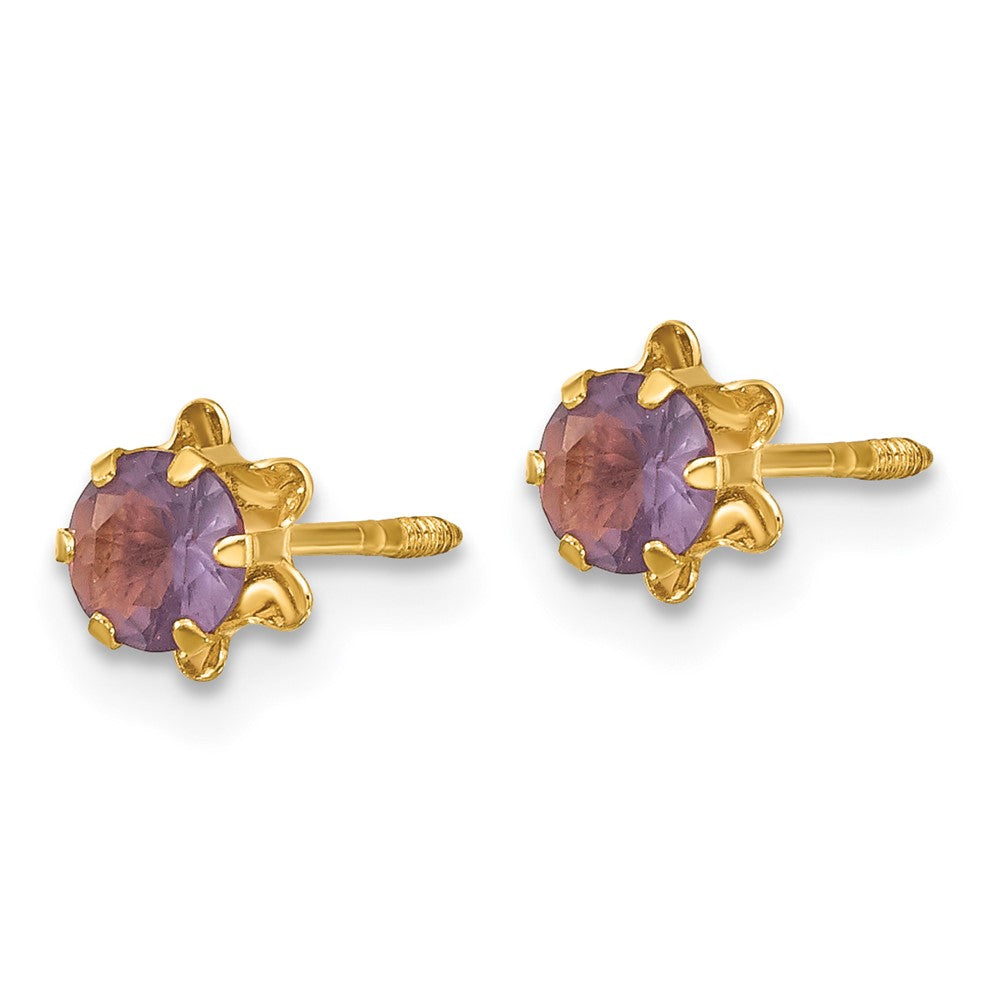 FJC Finejewelers 14 kt Yellow Gold Stud Madi K CZ Birthstone (Feb) Silicone Screwback Earrings 4 x 4 mm