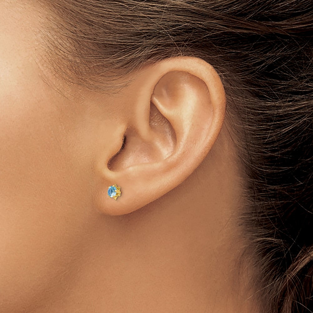 FJC Finejewelers 14 kt Yellow Gold Stud CZ Birthstone (March) Screwback(Silicone) Earrings 4 x 4 mm
