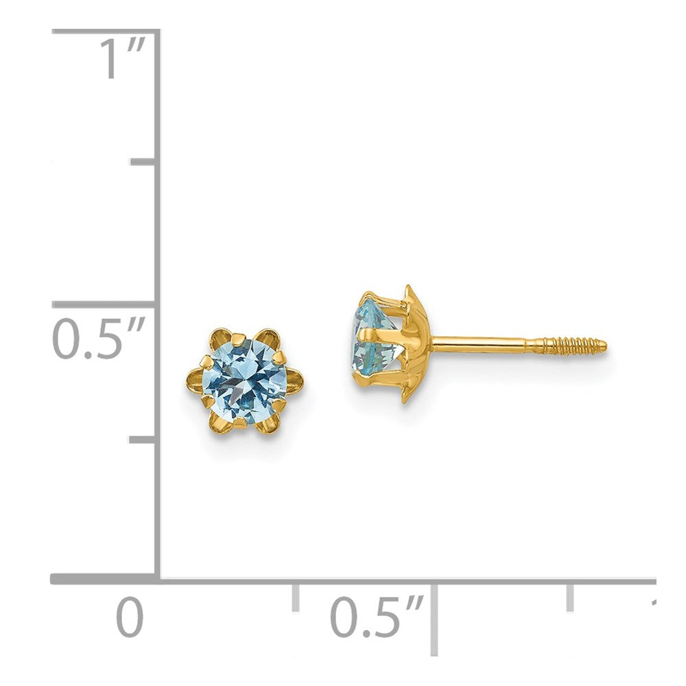 FJC Finejewelers 14 kt Yellow Gold Stud CZ Birthstone (March) Screwback(Silicone) Earrings 4 x 4 mm