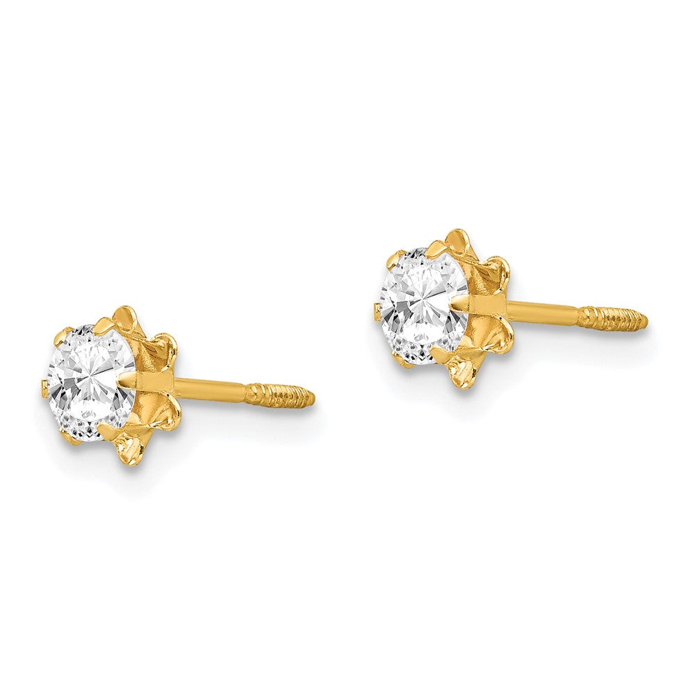 FJC Finejewelers 14 kt Yellow Gold Stud CZ Birthstone (Apr) Screwback Earrings 4 x 4 mm