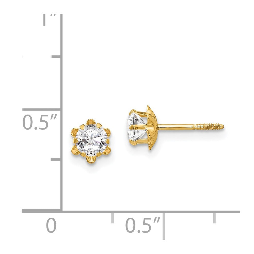 FJC Finejewelers 14 kt Yellow Gold Stud CZ Birthstone (Apr) Screwback Earrings 4 x 4 mm
