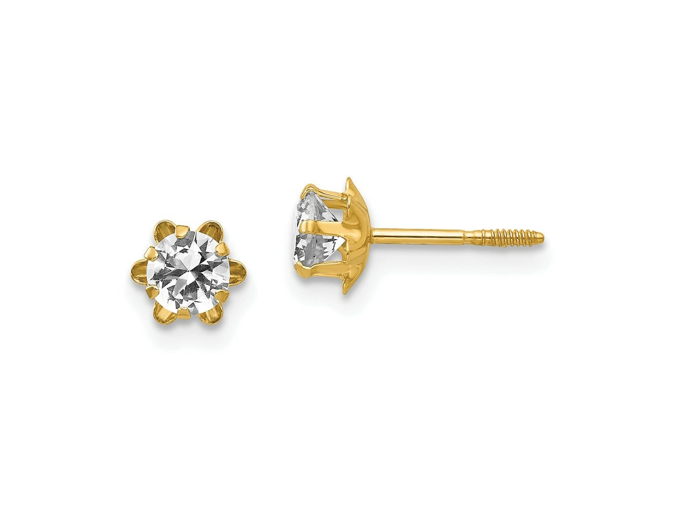 FJC Finejewelers 14 kt Yellow Gold Stud CZ Birthstone (Apr) Screwback Earrings 4 x 4 mm
