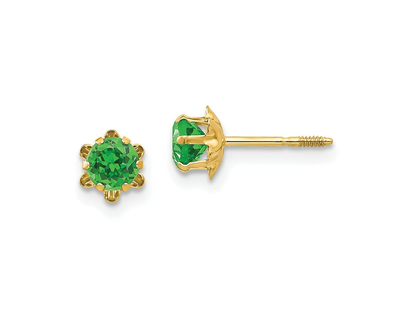 FJC Finejewelers 14 kt Yellow Gold Stud Madi K CZ Birthstone (May) Screwback Earrings 4 x 4 mm