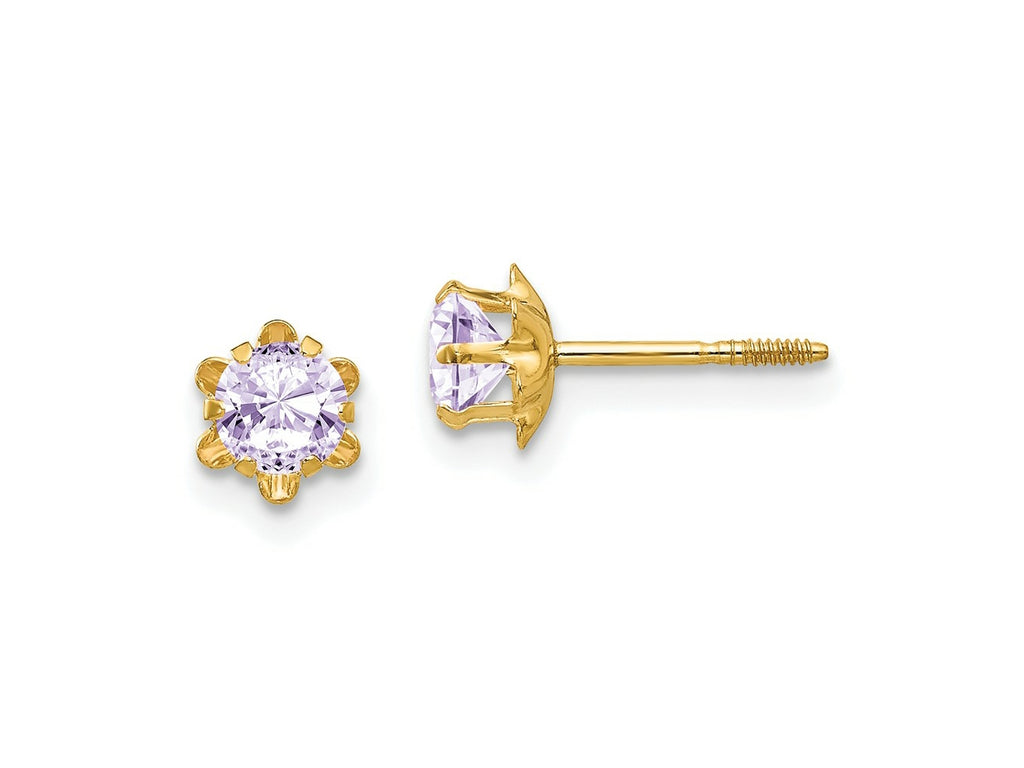 FJC Finejewelers 14 kt Yellow Gold Stud Madi K CZ Birthstone (Jun) Screwback Earrings 4 x 4 mm