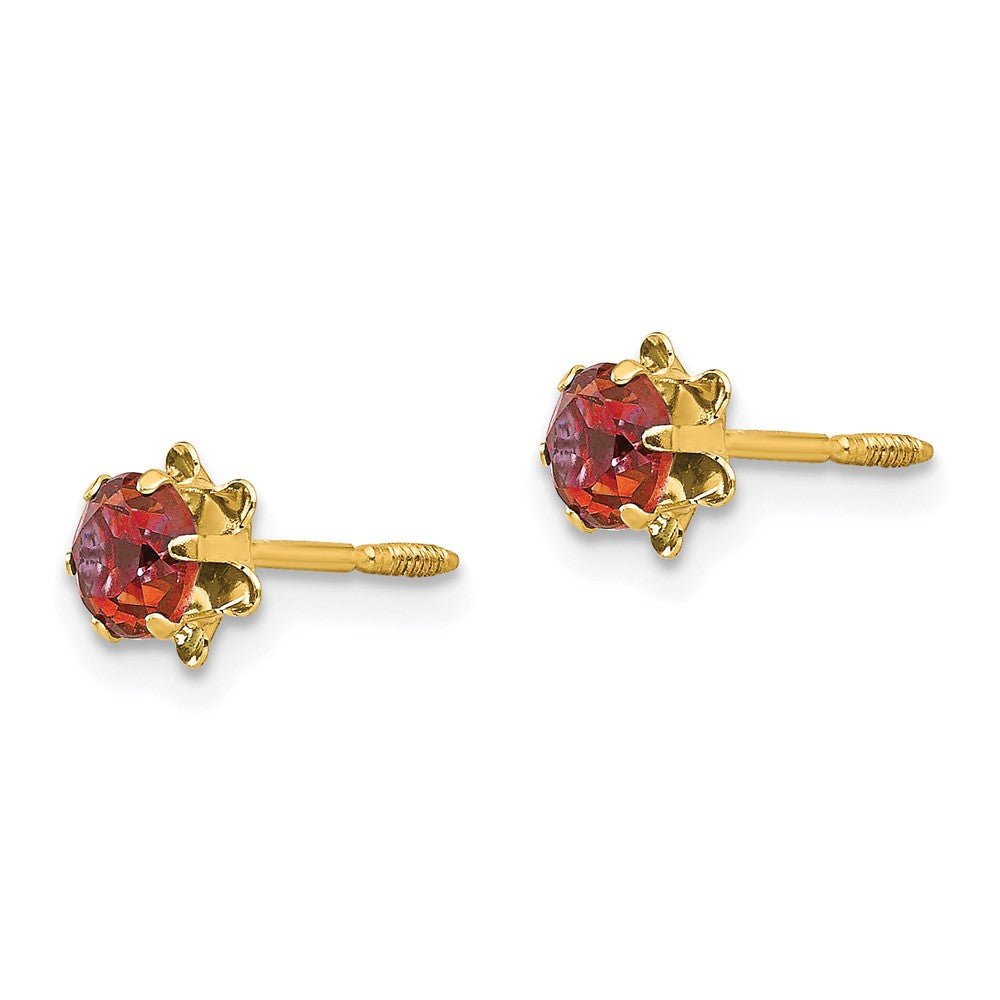 FJC Finejewelers 14 kt Yellow Gold Stud Madi K CZ Birthstone (Jul) Screwback Earrings 4 x 4 mm