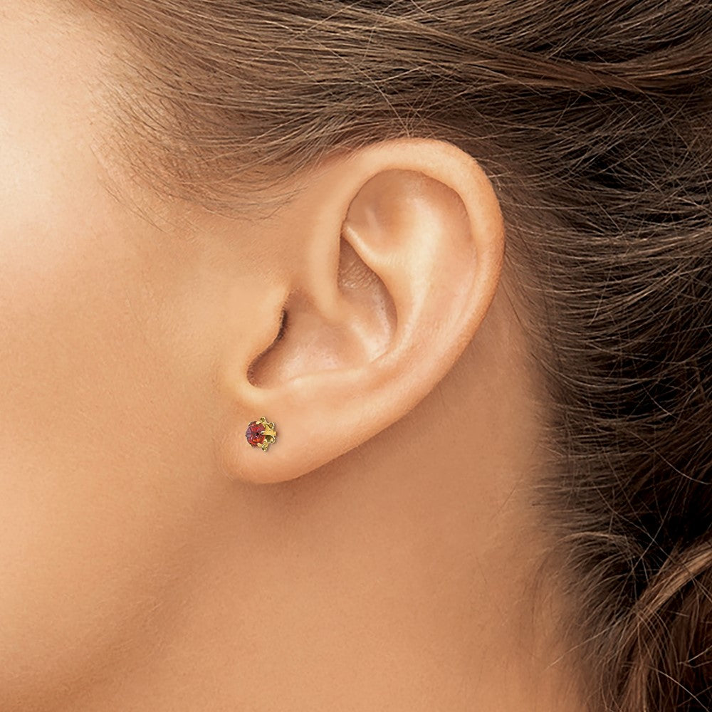 FJC Finejewelers 14 kt Yellow Gold Stud Madi K CZ Birthstone (Jul) Screwback Earrings 4 x 4 mm