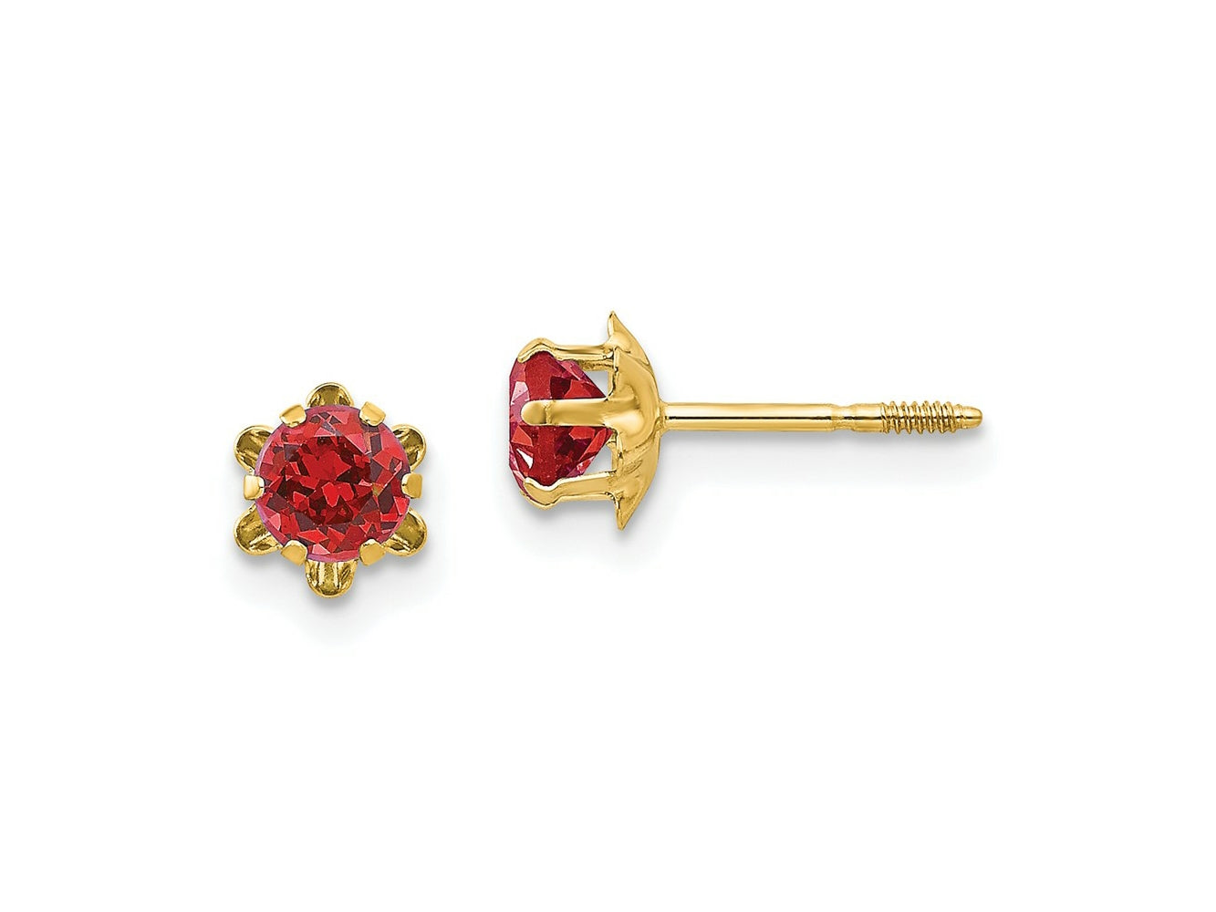 FJC Finejewelers 14 kt Yellow Gold Stud Madi K CZ Birthstone (Jul) Screwback Earrings 4 x 4 mm