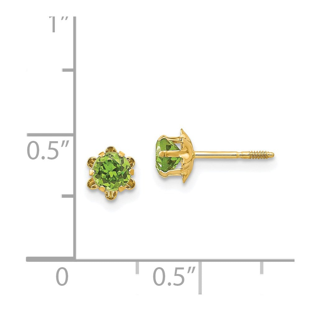 FJC Finejewelers 14 kt Yellow Gold Stud Madi K CZ Birthstone (Aug) Screwback Earrings 4 x 4 mm