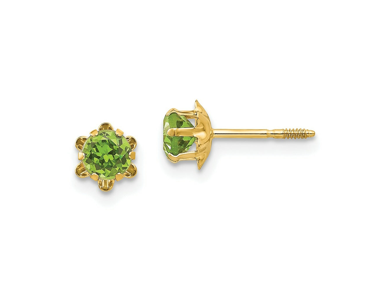 FJC Finejewelers 14 kt Yellow Gold Stud Madi K CZ Birthstone (Aug) Screwback Earrings 4 x 4 mm