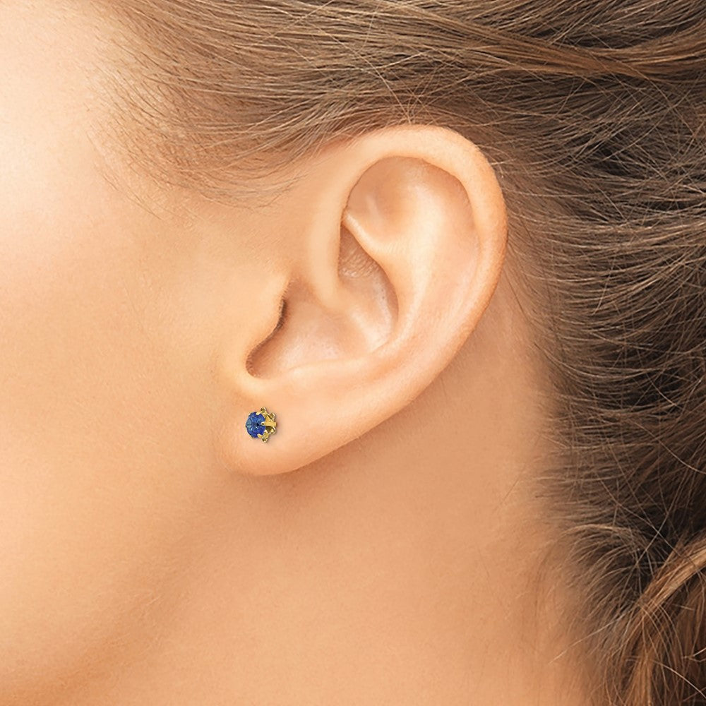 FJC Finejewelers 14 kt Yellow Gold Stud Madi K CZ Birthstone (Sep) Screwback Earrings 4 x 4 mm