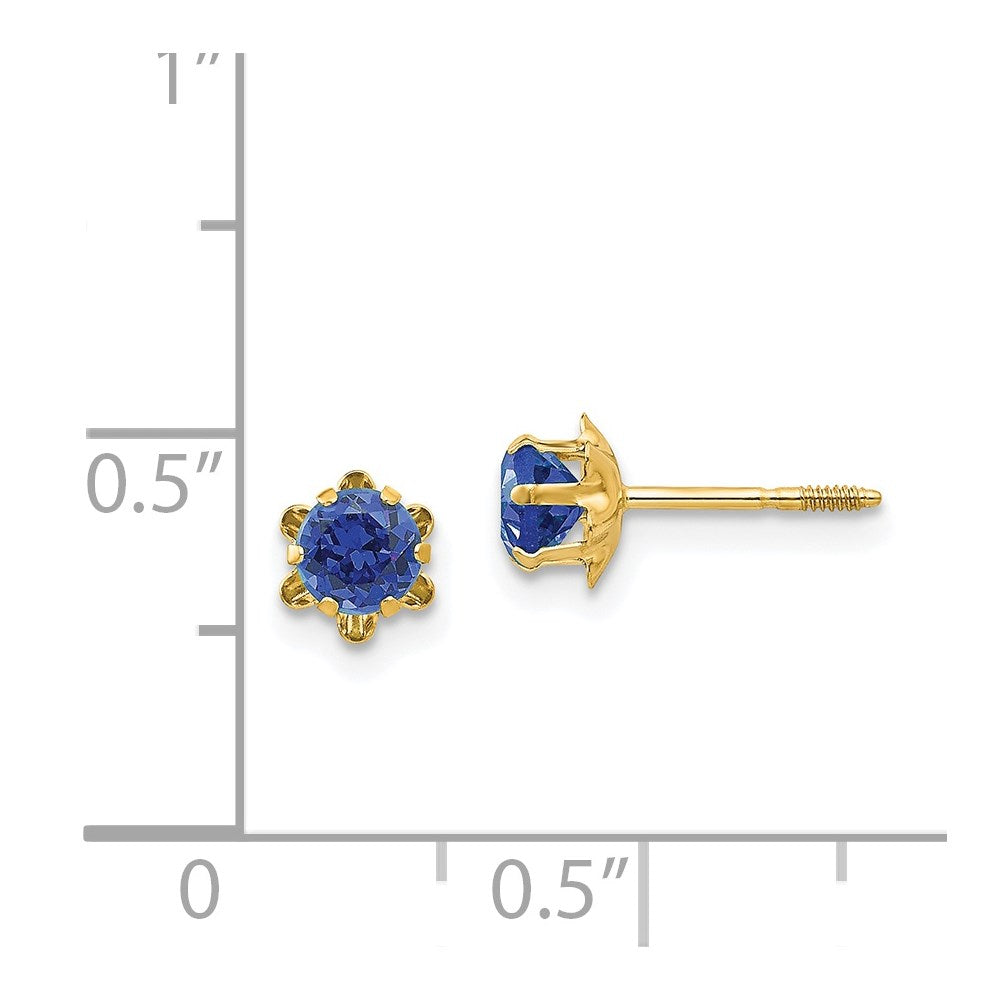 FJC Finejewelers 14 kt Yellow Gold Stud Madi K CZ Birthstone (Sep) Screwback Earrings 4 x 4 mm