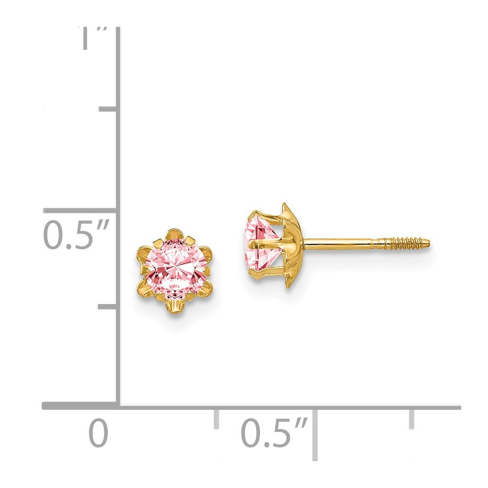 FJC Finejewelers 14 kt Yellow Gold Stud Madi K CZ Birthstone (Oct) Screwback Earrings 4 x 4 mm