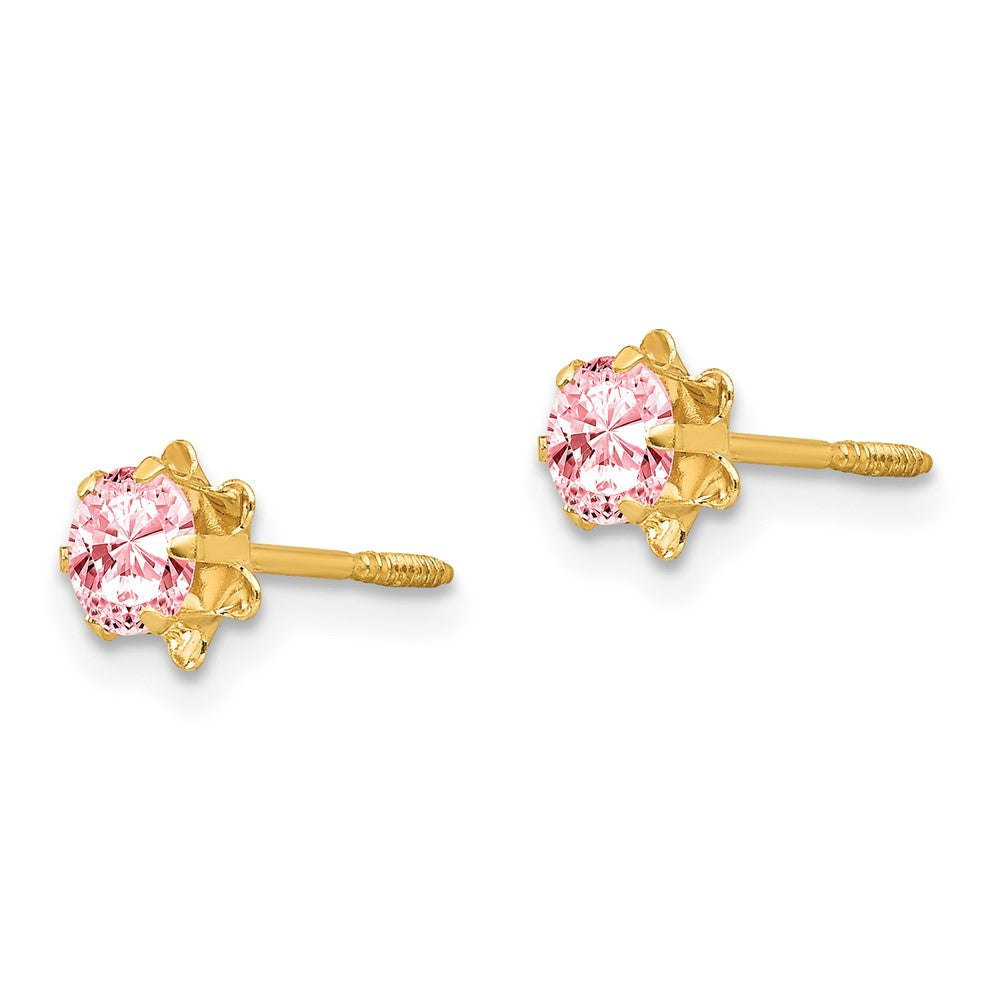 FJC Finejewelers 14 kt Yellow Gold Stud Madi K CZ Birthstone (Oct) Screwback Earrings 4 x 4 mm