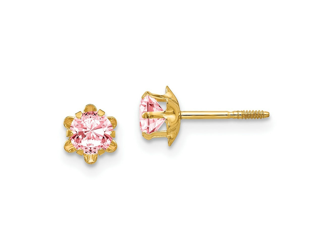 FJC Finejewelers 14 kt Yellow Gold Stud Madi K CZ Birthstone (Oct) Screwback Earrings 4 x 4 mm