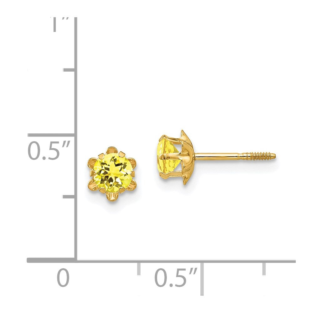 FJC Finejewelers 14 kt Yellow Gold Stud Madi K CZ Birthstone (Nov) Screwback Earrings 4 x 4 mm