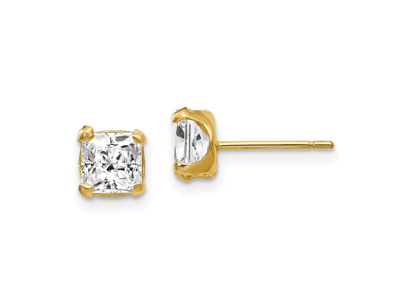 FJC Finejewelers 14 kt Yellow Gold Stud Madi K Square CZ Post Earrings 5 x 5 mm