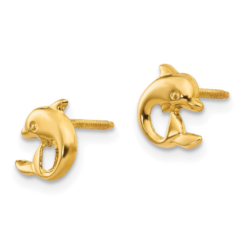 FJC Finejewelers 14 kt Yellow Gold Button Madi K Dolphin Post Screwback Earrings 8 x 8 mm