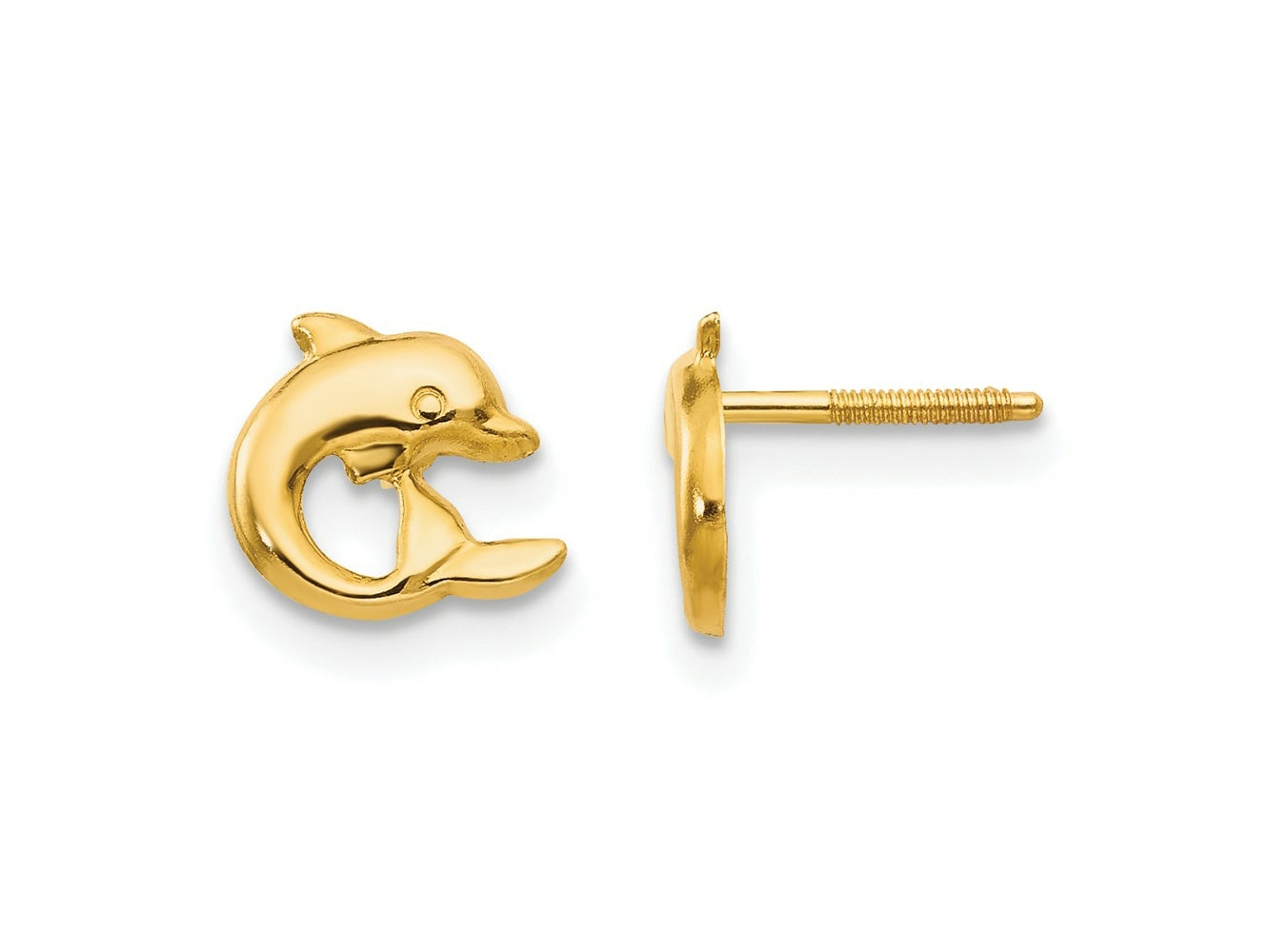 FJC Finejewelers 14 kt Yellow Gold Button Madi K Dolphin Post Screwback Earrings 8 x 8 mm