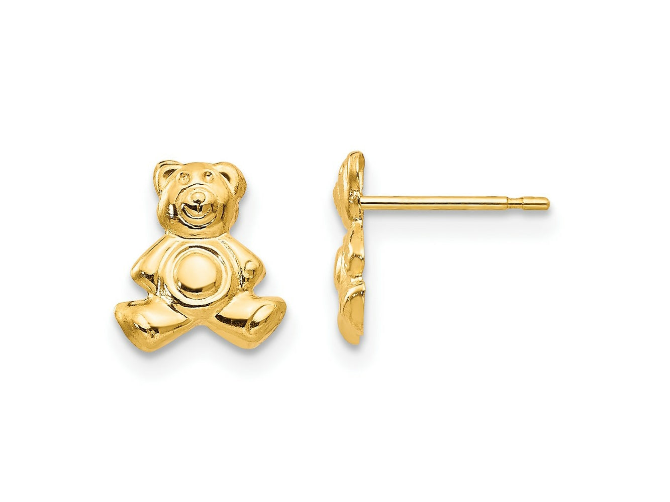 FJC Finejewelers 14 kt Yellow Gold Button Madi K Teddy Bear Post Earrings 10 x 8 mm
