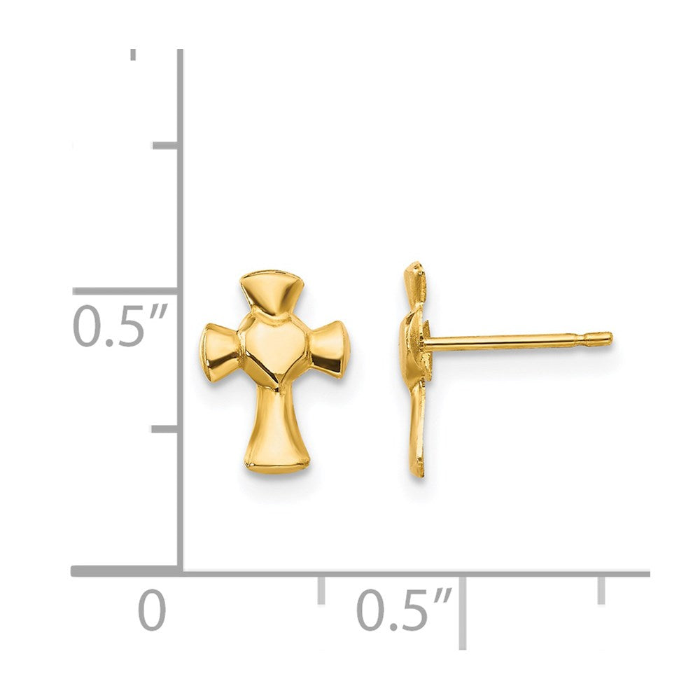 FJC Finejewelers 14 kt Yellow Gold Button Madi K Heart Cross Post Earrings 10 x 6 mm