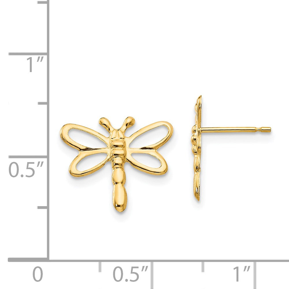 FJC Finejewelers 14 kt Yellow Gold Button Madi K Dragonfly Post Earrings 12 x 12 mm