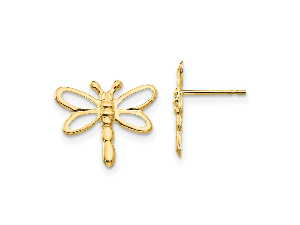 FJC Finejewelers 14 kt Yellow Gold Button Madi K Dragonfly Post Earrings 12 x 12 mm