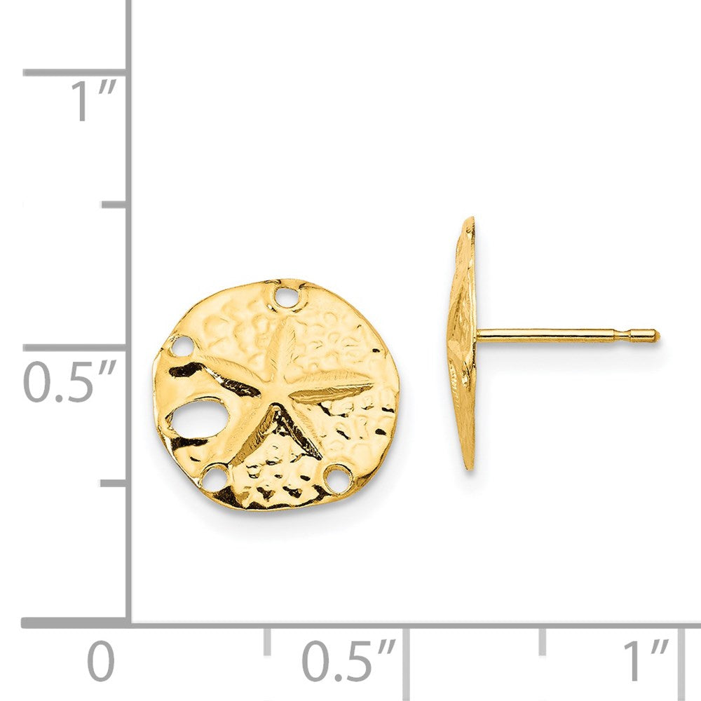 FJC Finejewelers 14 kt Yellow Gold Button Madi K Sand Dollar Post Earrings 12 x 10 mm