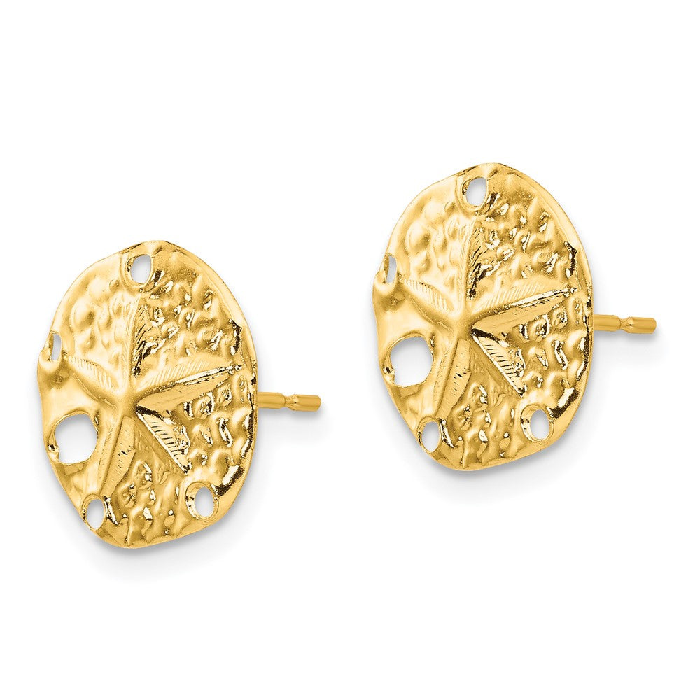 FJC Finejewelers 14 kt Yellow Gold Button Madi K Sand Dollar Post Earrings 12 x 10 mm