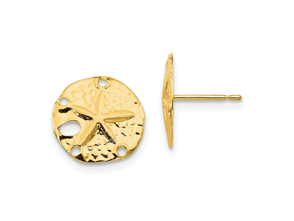 FJC Finejewelers 14 kt Yellow Gold Button Madi K Sand Dollar Post Earrings 12 x 10 mm