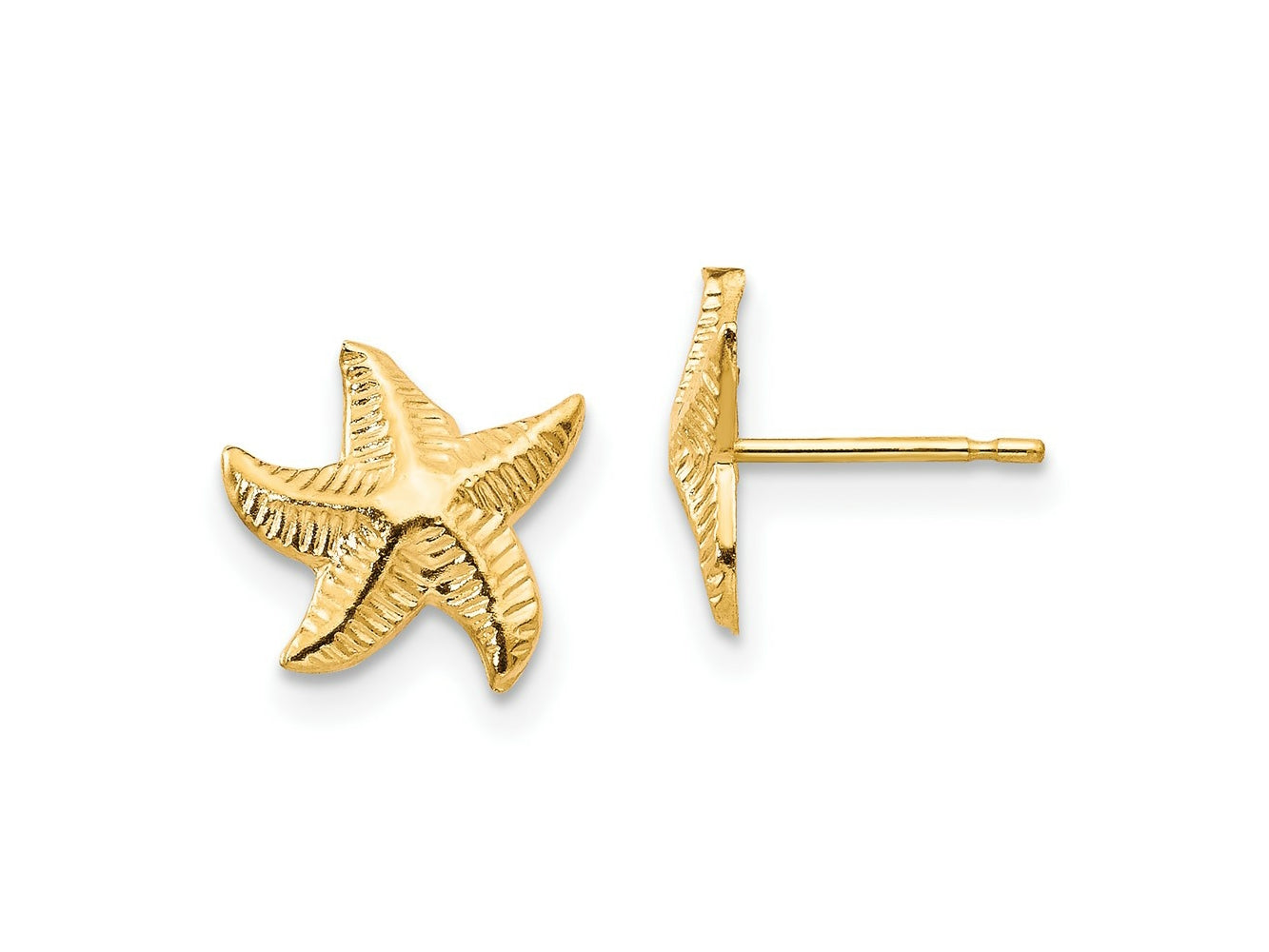 FJC Finejewelers 14 kt Yellow Gold Button Madi K Starfish Post Earrings 10 x 8 mm