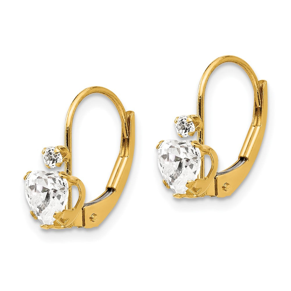 FJC Finejewelers 14 kt Yellow Gold Dangle Madi K CZ Heart Leverback Earrings 15 x 5 mm