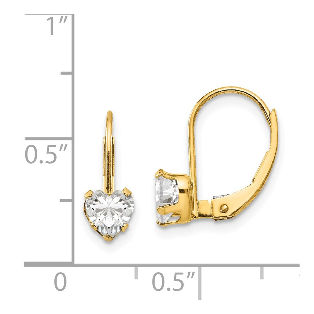 FJC Finejewelers 14 kt Yellow Gold Dangle Madi K CZ Heart Leverback Earrings 15 x 5 mm