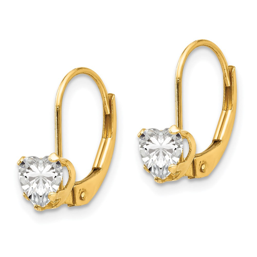 FJC Finejewelers 14 kt Yellow Gold Dangle Madi K CZ Heart Leverback Earrings 15 x 5 mm