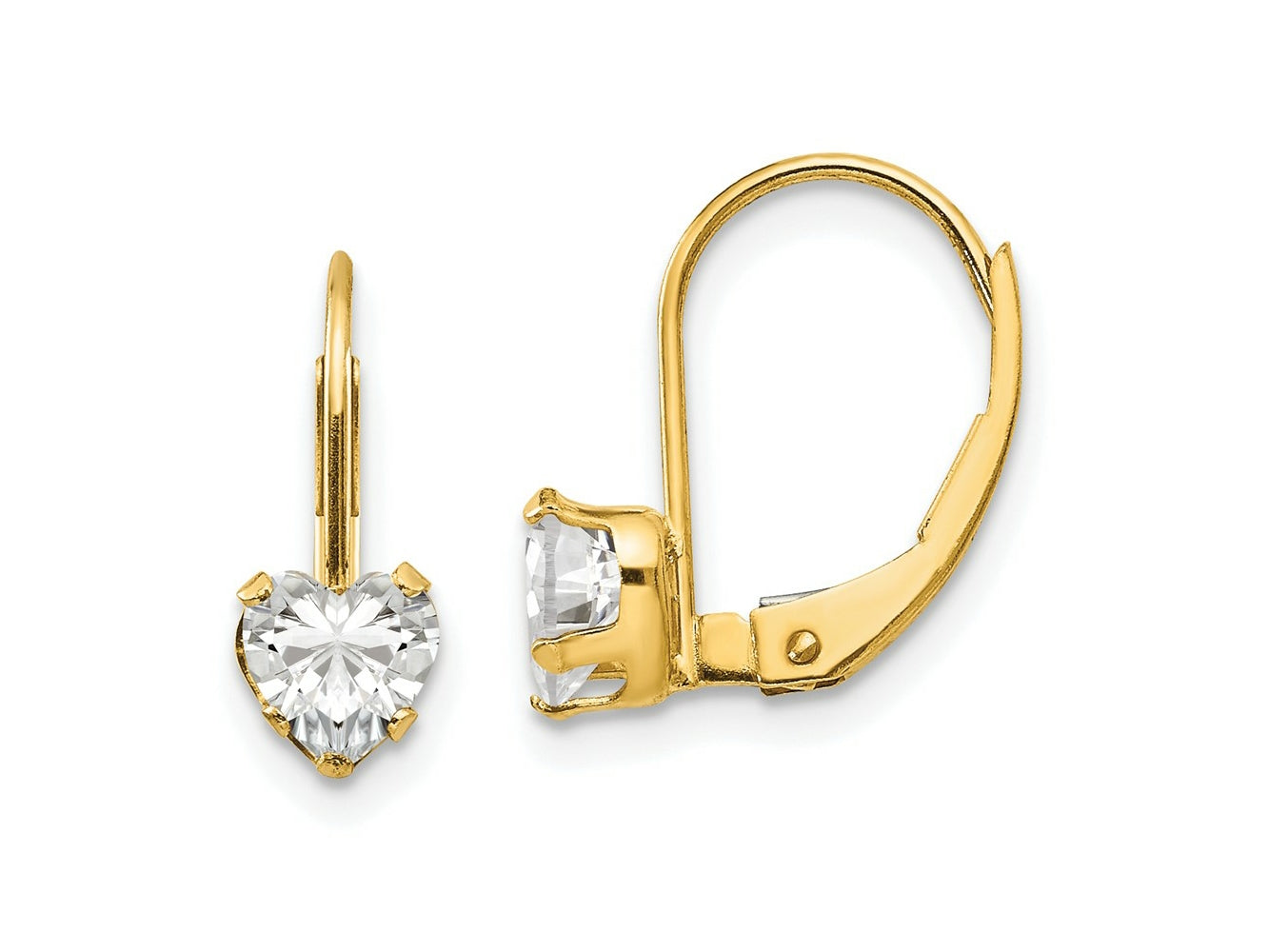 FJC Finejewelers 14 kt Yellow Gold Dangle Madi K CZ Heart Leverback Earrings 15 x 5 mm