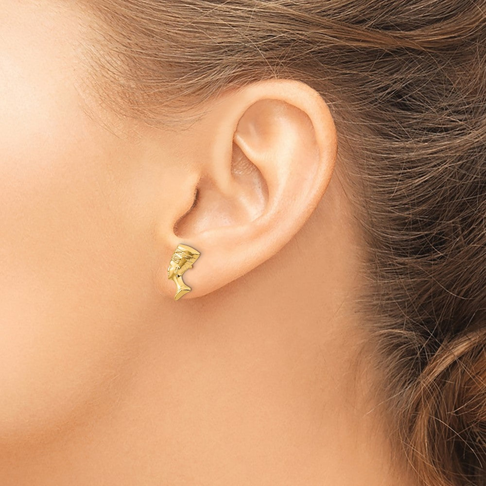 FJC Finejewelers 14 kt Yellow Gold Button Madi K Nefertiti Post Earrings 13 x 11 mm