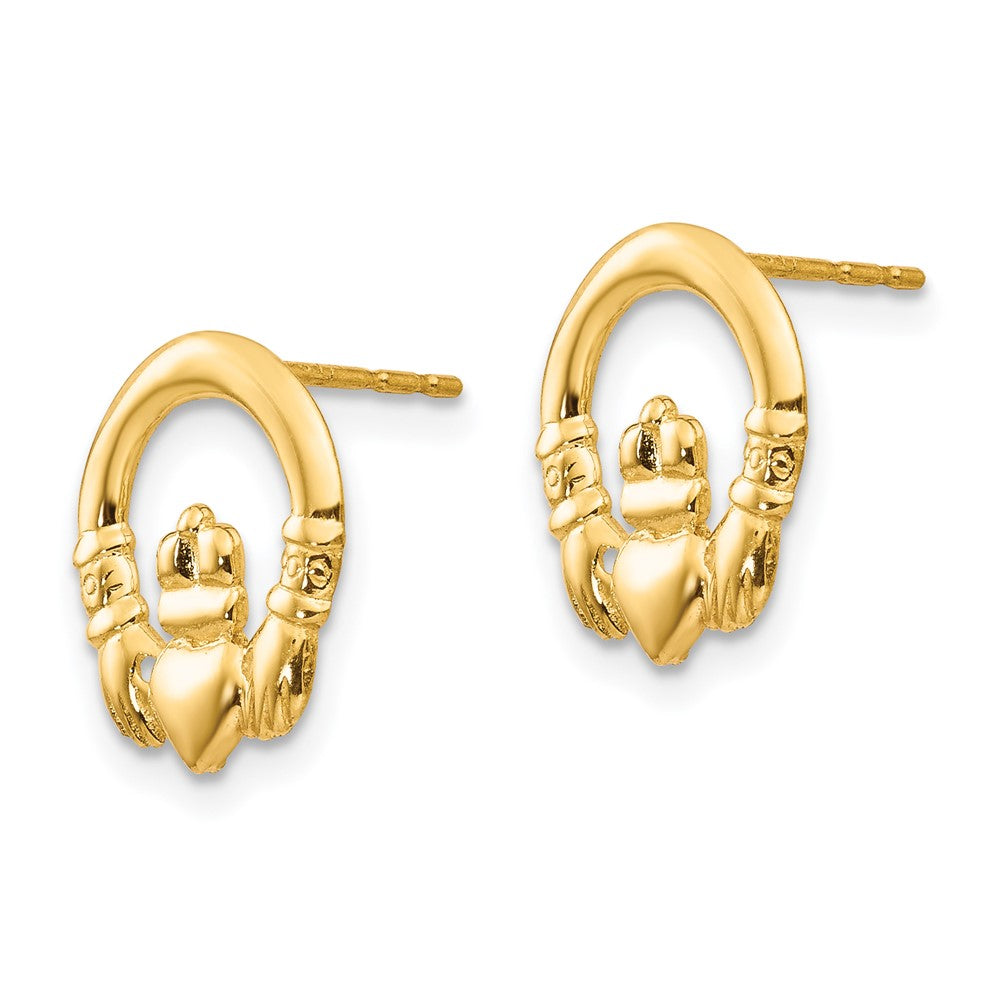 FJC Finejewelers 14 kt Yellow Gold Button Madi K Claddagh Post Earrings 11 x 11 mm