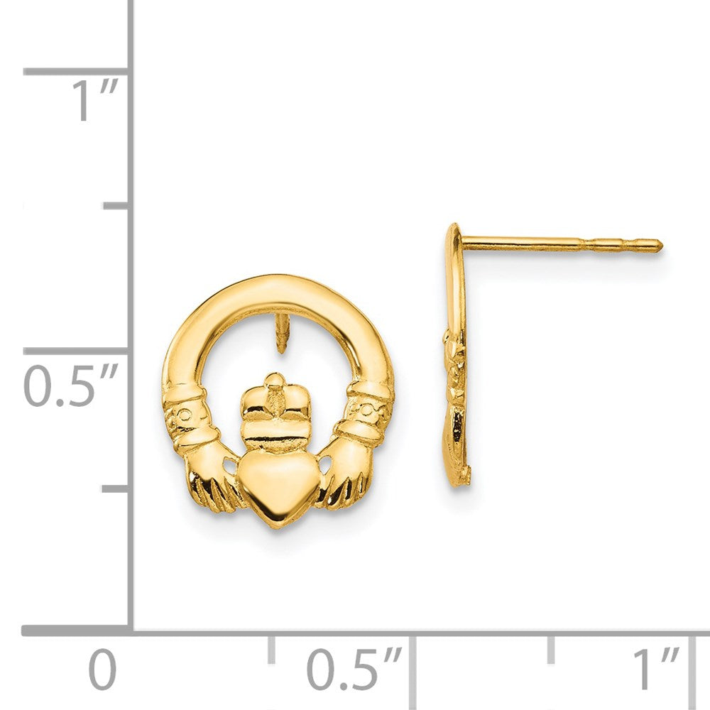 FJC Finejewelers 14 kt Yellow Gold Button Madi K Claddagh Post Earrings 11 x 11 mm