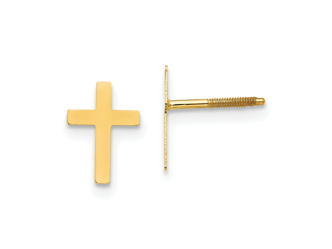 FJC Finejewelers 14 kt Yellow Gold Button Madi K Cross Post Earrings 10 x 6 mm