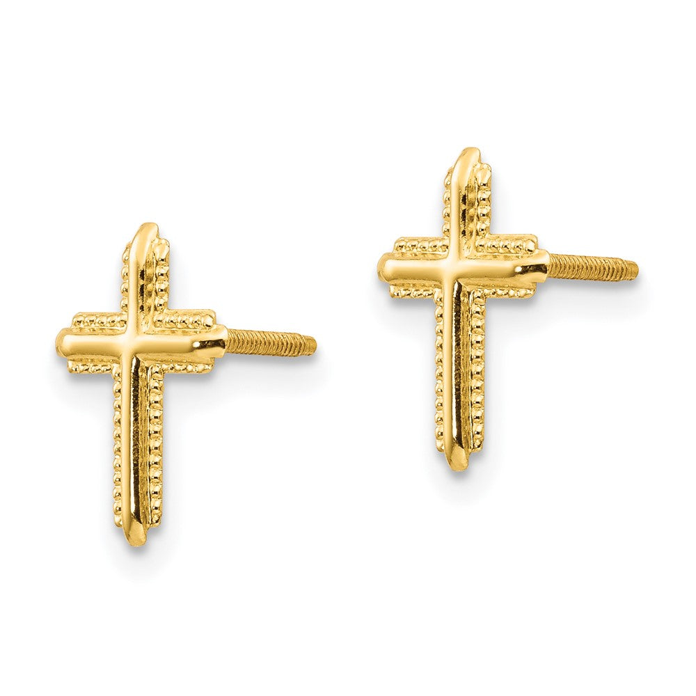 FJC Finejewelers 14 kt Yellow Gold Button Madi K Cross Post Earrings 8 x 6 mm
