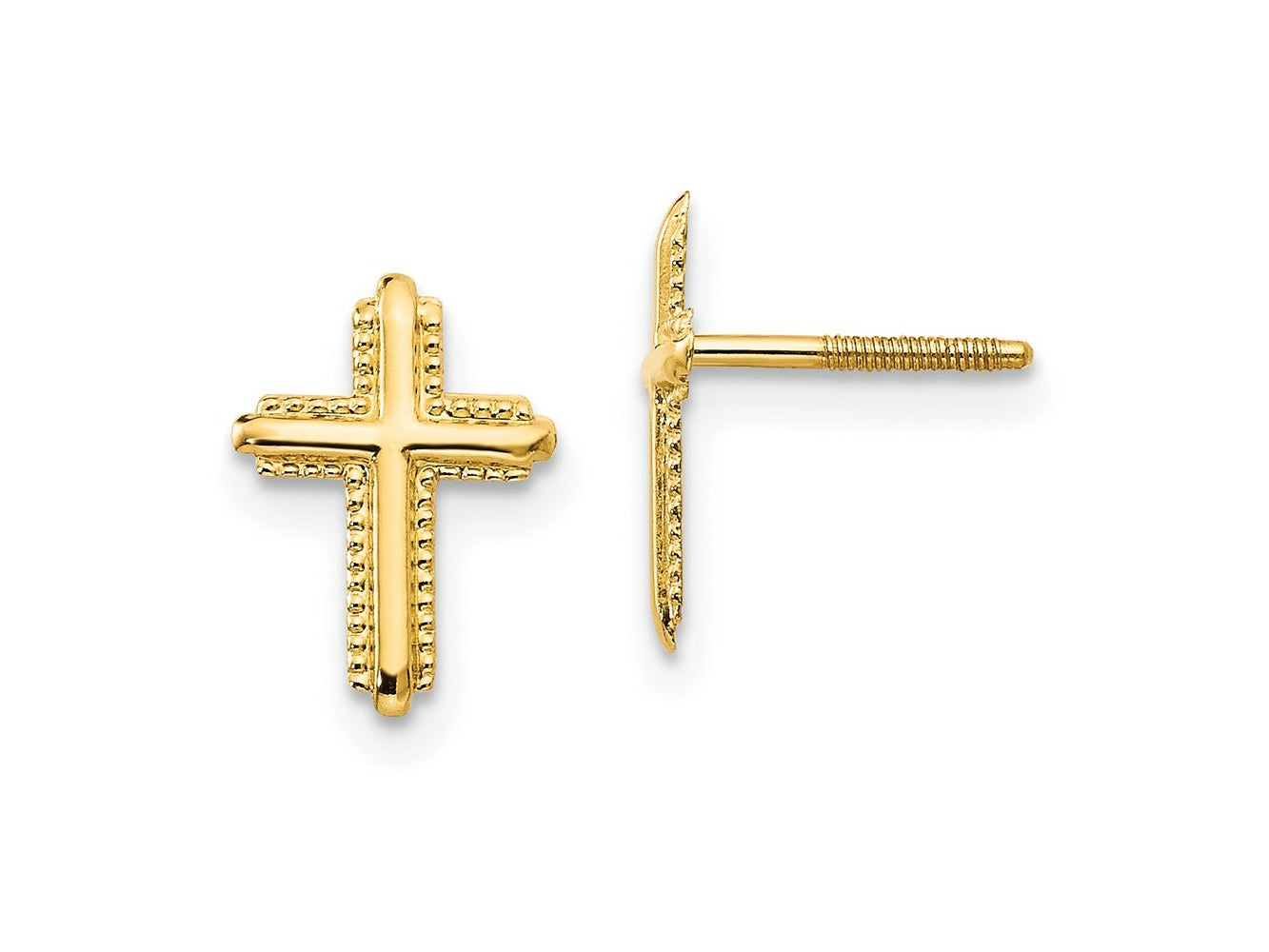 FJC Finejewelers 14 kt Yellow Gold Button Madi K Cross Post Earrings 8 x 6 mm