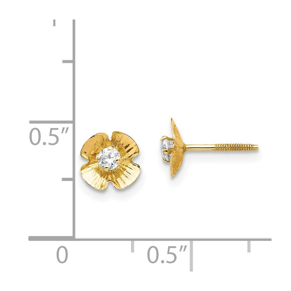 FJC Finejewelers 14 kt Yellow Gold Button Madi K Flower 2.5mm CZ Post Earrings 7 mm x 7 mm
