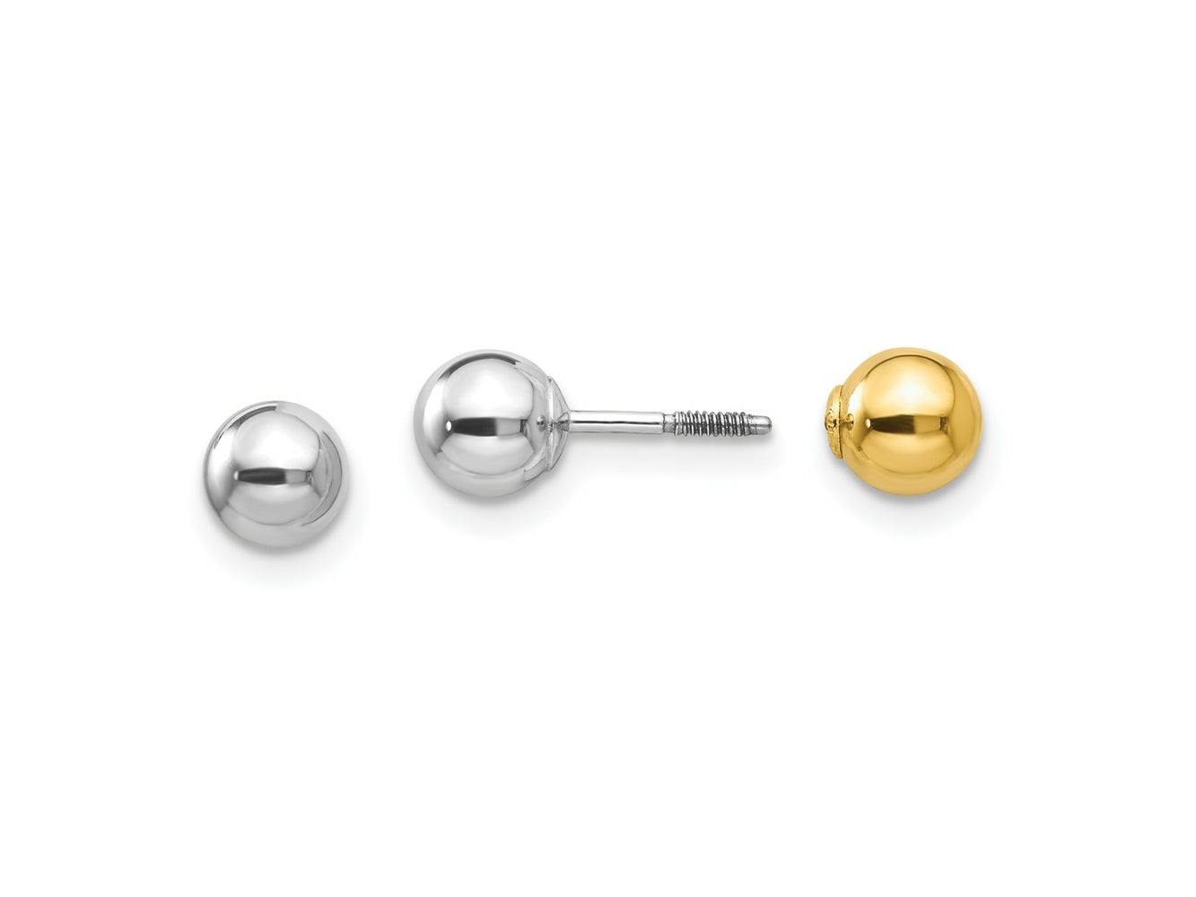 FJC Finejewelers 14 kt Two Tone Gold Madi K Reversible Ball Earrings 5 x 5 mm