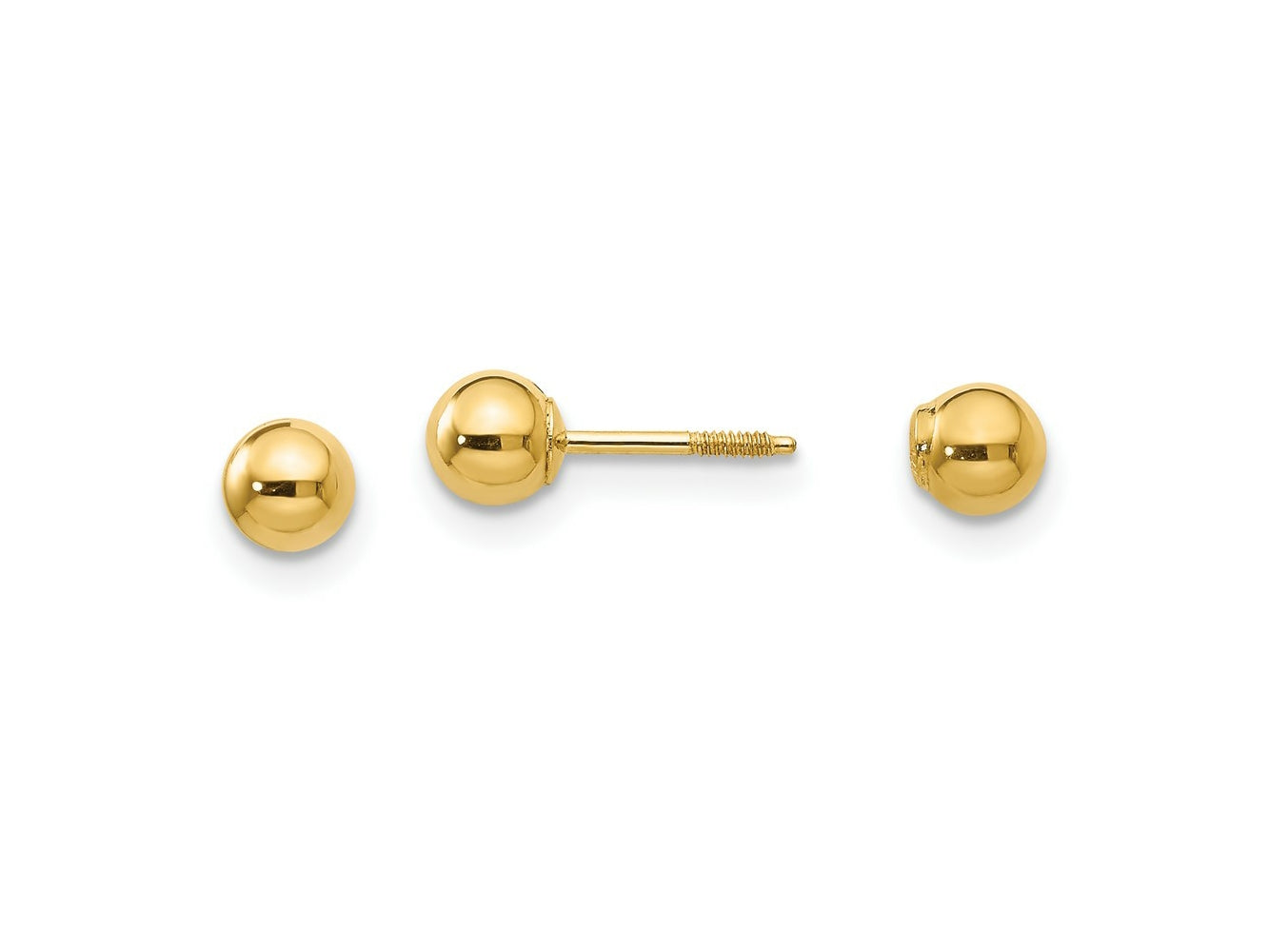 FJC Finejewelers 14 kt Yellow Gold Madi K Polished Reversible Ball Earrings 4 x 4 mm