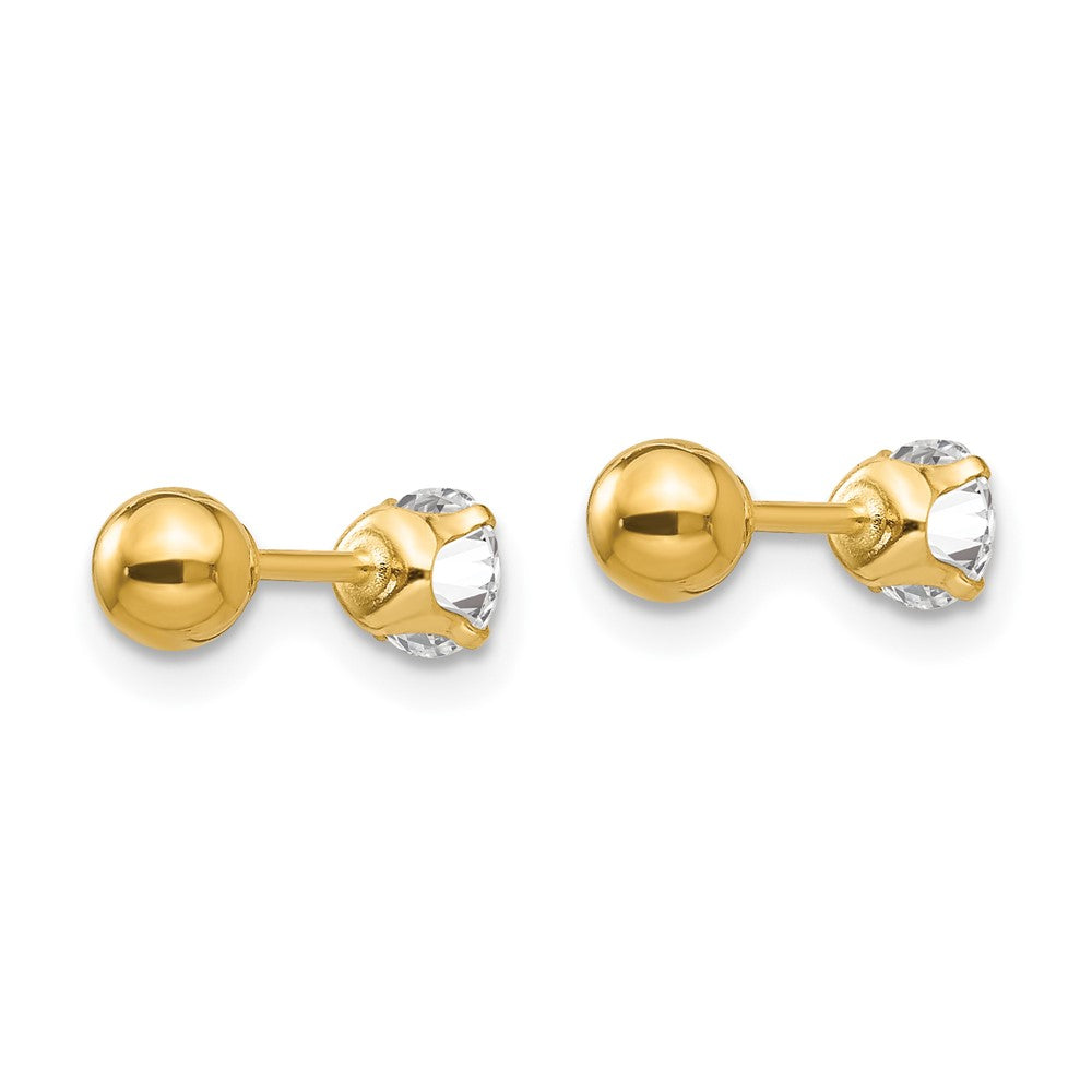 FJC Finejewelers 14 kt Yellow Gold Stud Madi K Polished Reversible CZ and Ball Earrings 4 x 4 mm