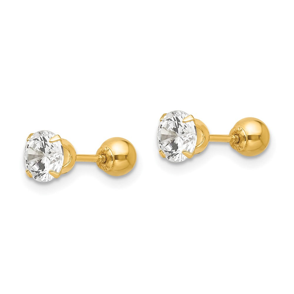 FJC Finejewelers 14 kt Yellow Gold Stud Madi K Polished Reversible CZ and Ball Earrings 5 x 5 mm
