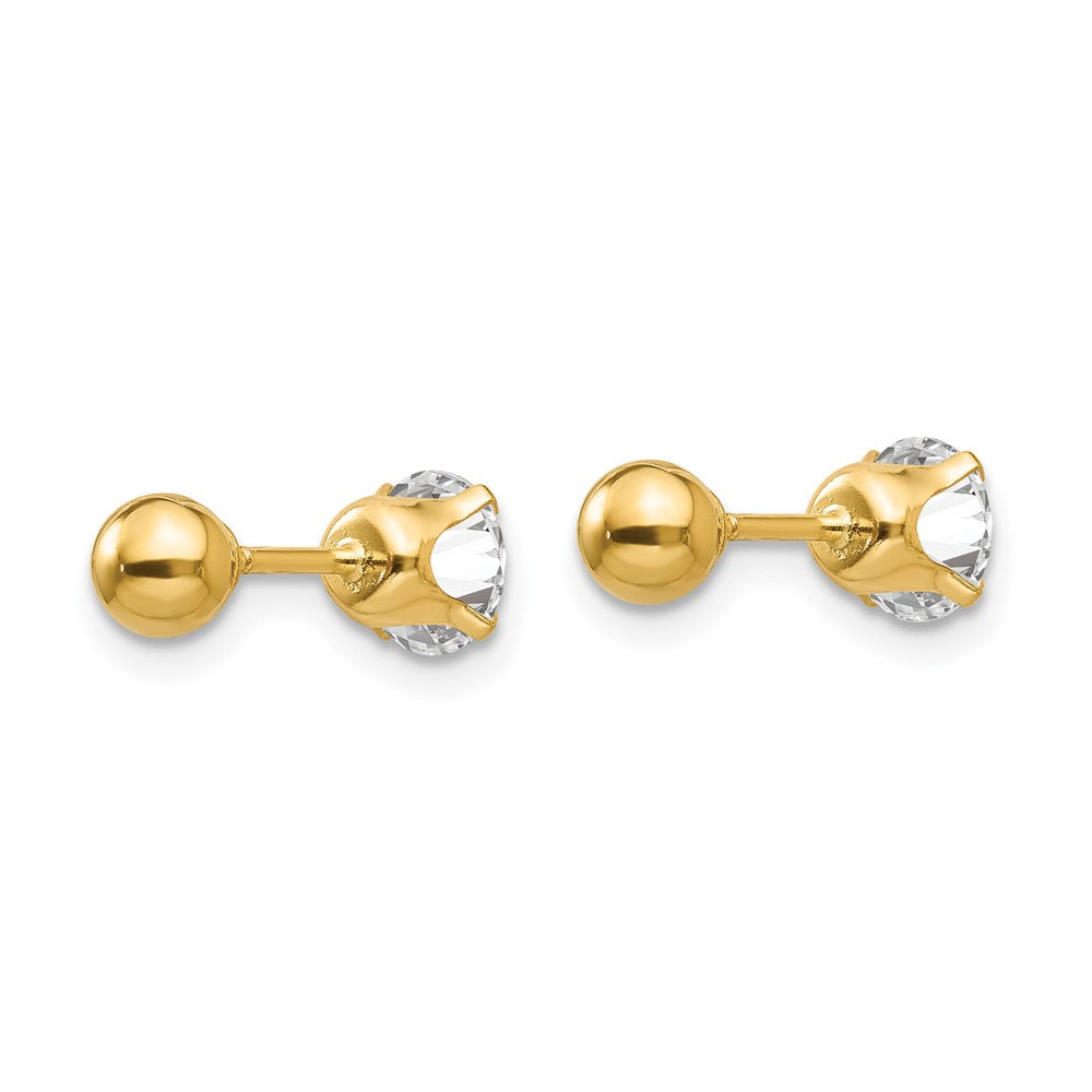FJC Finejewelers 14 kt Yellow Gold Stud Madi K Polished Reversible CZ and Ball Earrings 5 x 5 mm