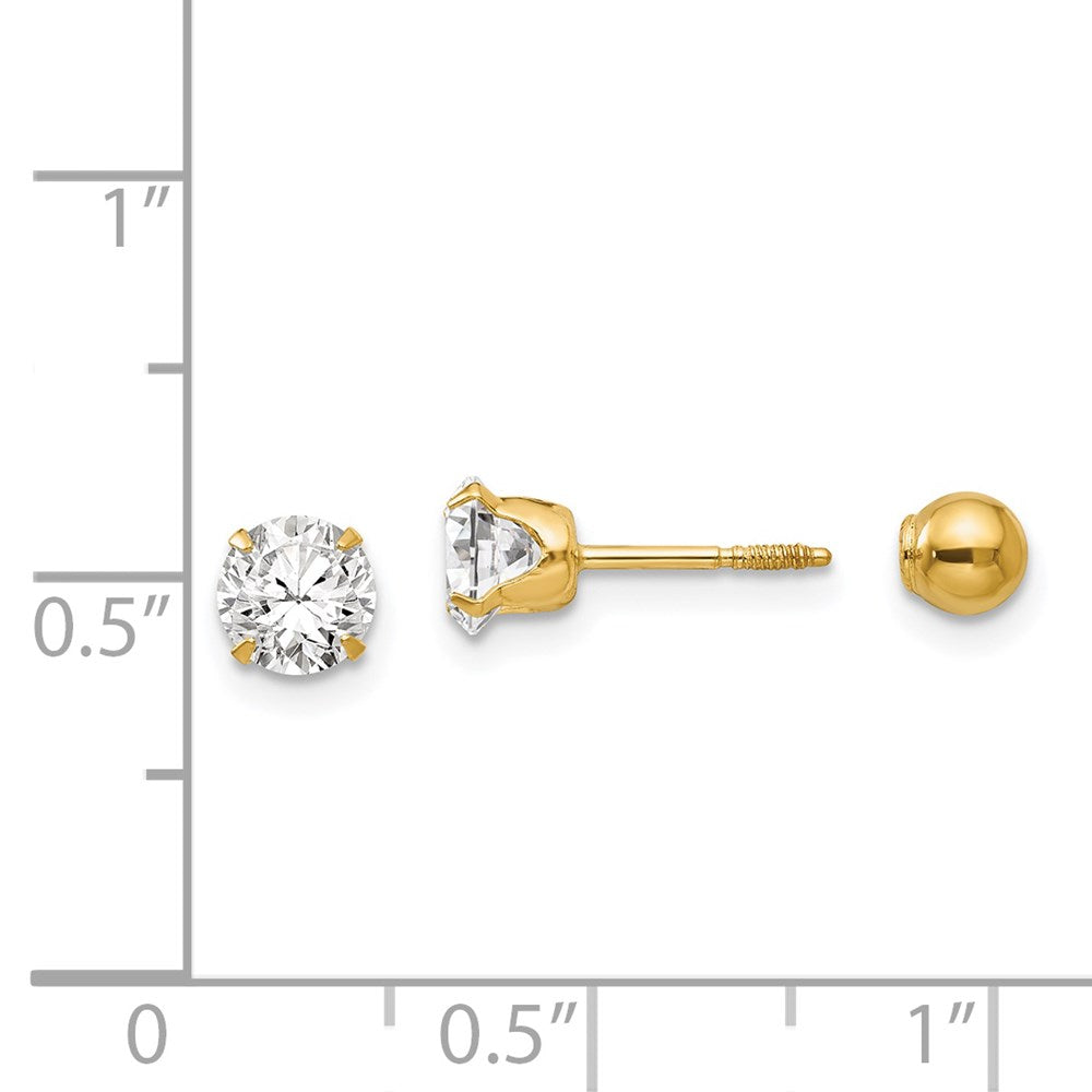 FJC Finejewelers 14 kt Yellow Gold Stud Madi K Polished Reversible CZ and Ball Earrings 5 x 5 mm